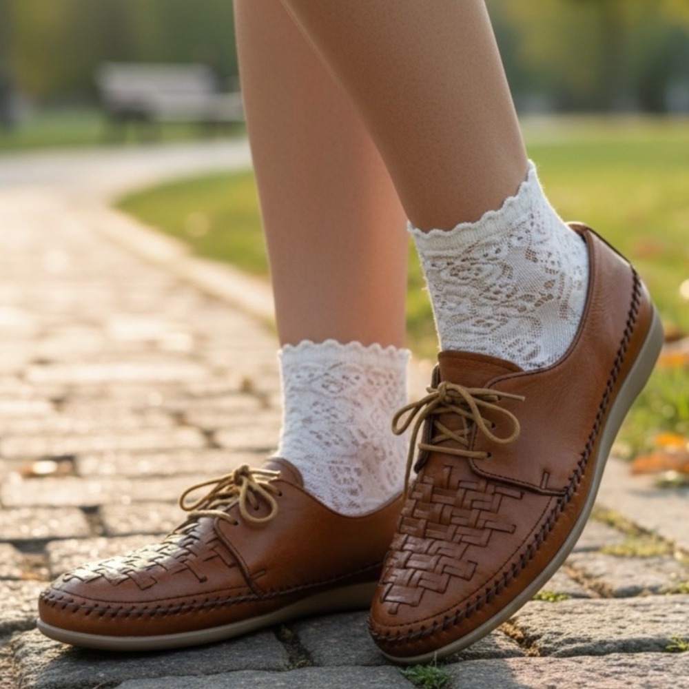 VTG Dexter Classics Woven‎ Leather Lace Up Oxford 9M Brown Light Academia Preppy